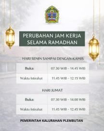 Penyesuaian Jam Kerja Pemerintah Kalurahan Plembutan Selama Bulan Ramadhan 1447 H