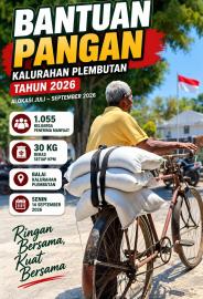 1.055 Keluarga di Plembutan Terima Bantuan Pangan, Masing-Masing Mendapat 30 Kilogram Beras